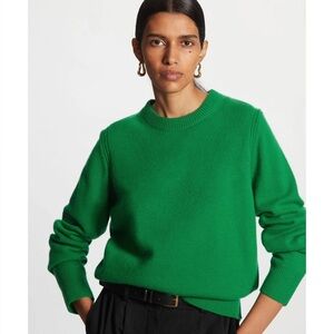 COS Kelly Green Thick Cashmere Crew Neck Sweater Size XS